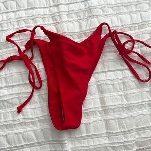 Red scrunched bikini bottoms